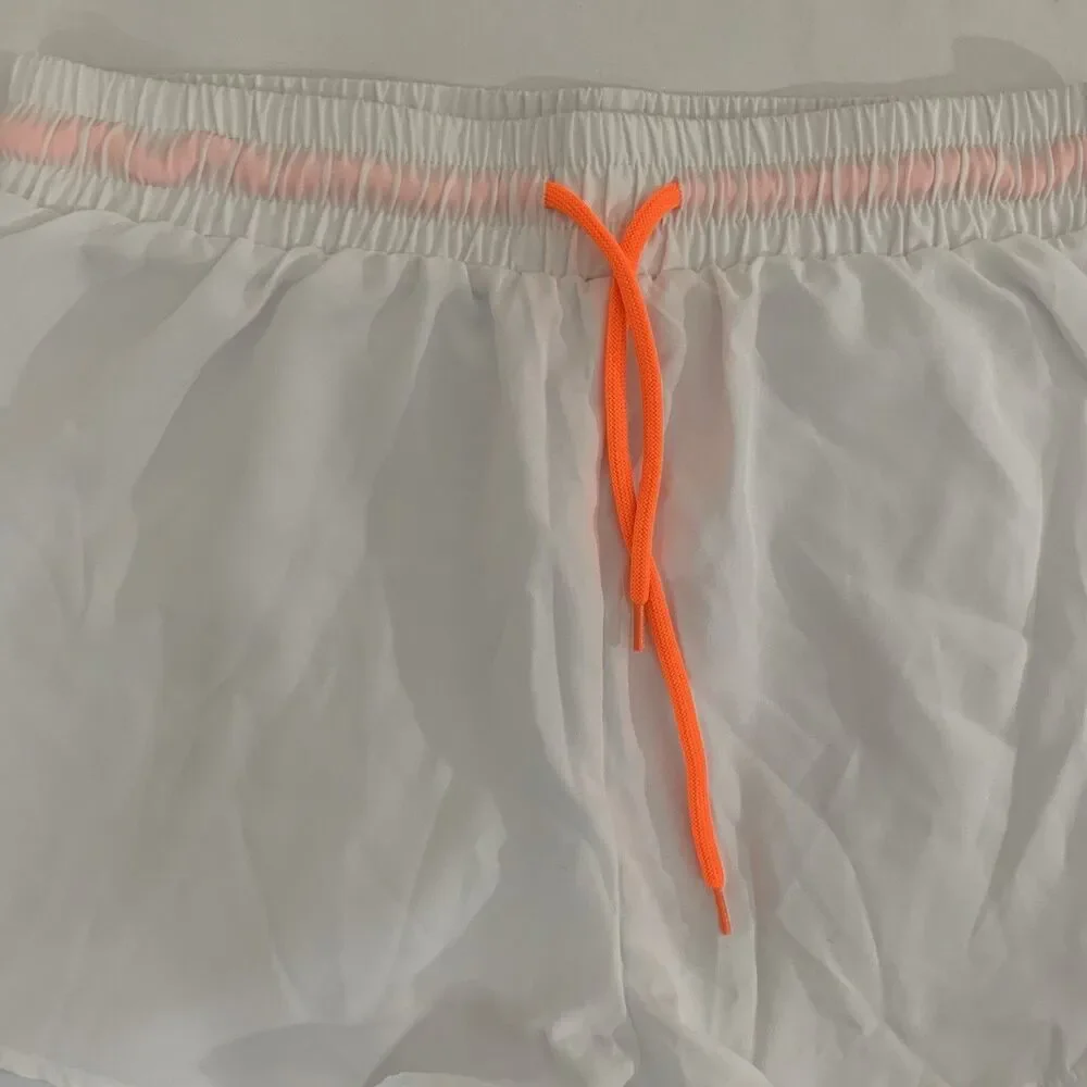NWOT Shein Athletic Shorts Women L White Stretch Lined Sport Running Workout Gym